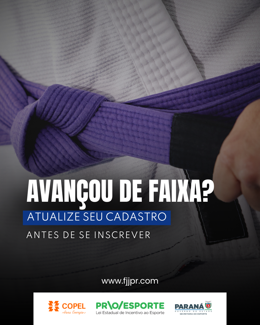 Avançou de faixa? Então atualize seu cadastro antes de se inscrever!